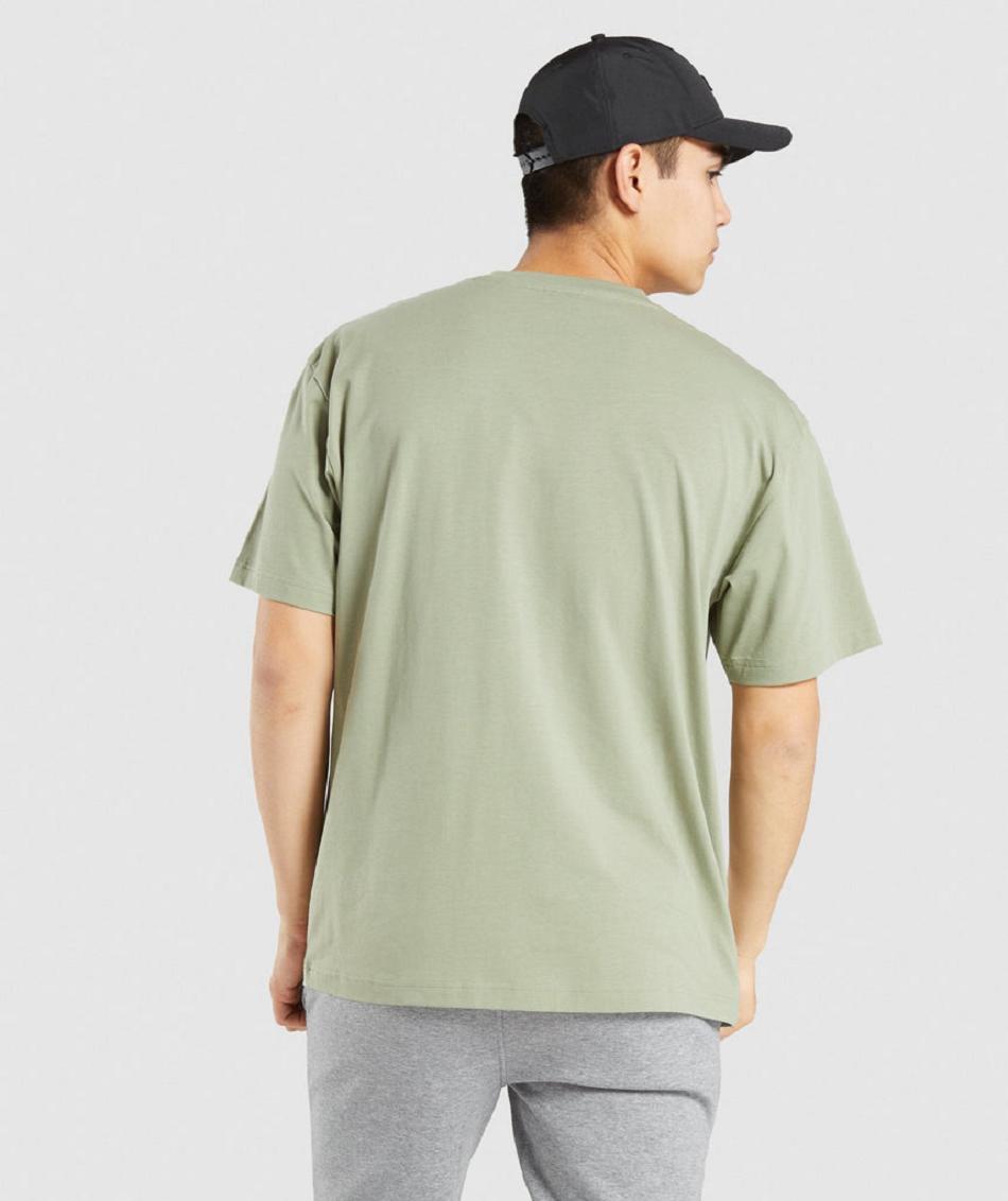 T Shirts Gymshark Essential Oversized Hombre Verde Claro | CO 3359LIS